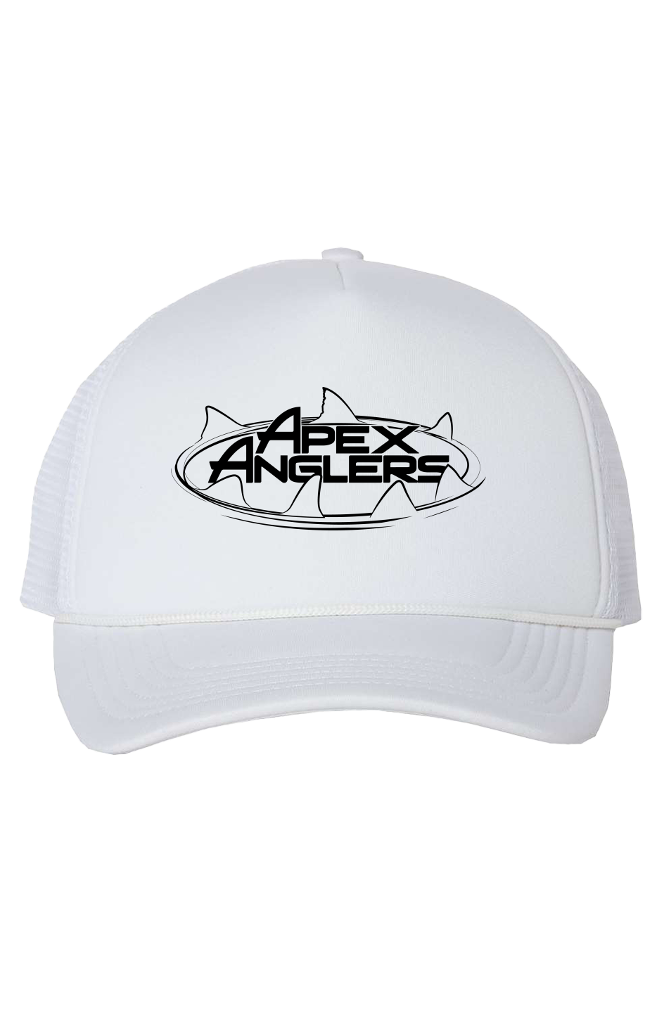 Apex Anglers| White Foam Mesh-Back Trucker Cap